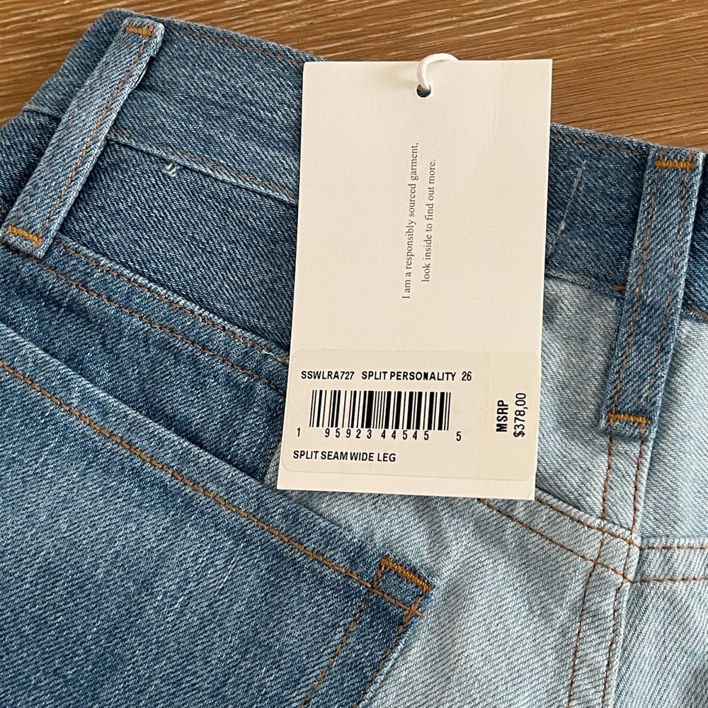 FRAME Two-Tone Blue Panel Wide-Leg Jeans - Picture 4 of 4